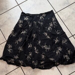 Banana Republic Black and White Floral Midi Skirt